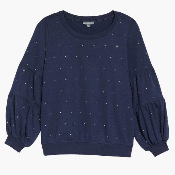 GREAT! Wit & Wisdom Rhinestone Embellished LONG Sleeve Sweatshirt NWOT 1X Plus - Picture 2 of 5